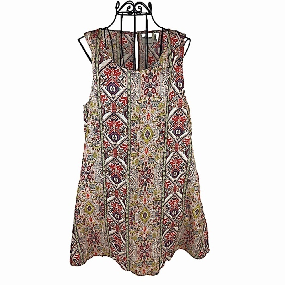 Rachel Zoe Southwestern Aztec Print Linen A Line Tank Dress Size Large NWOT